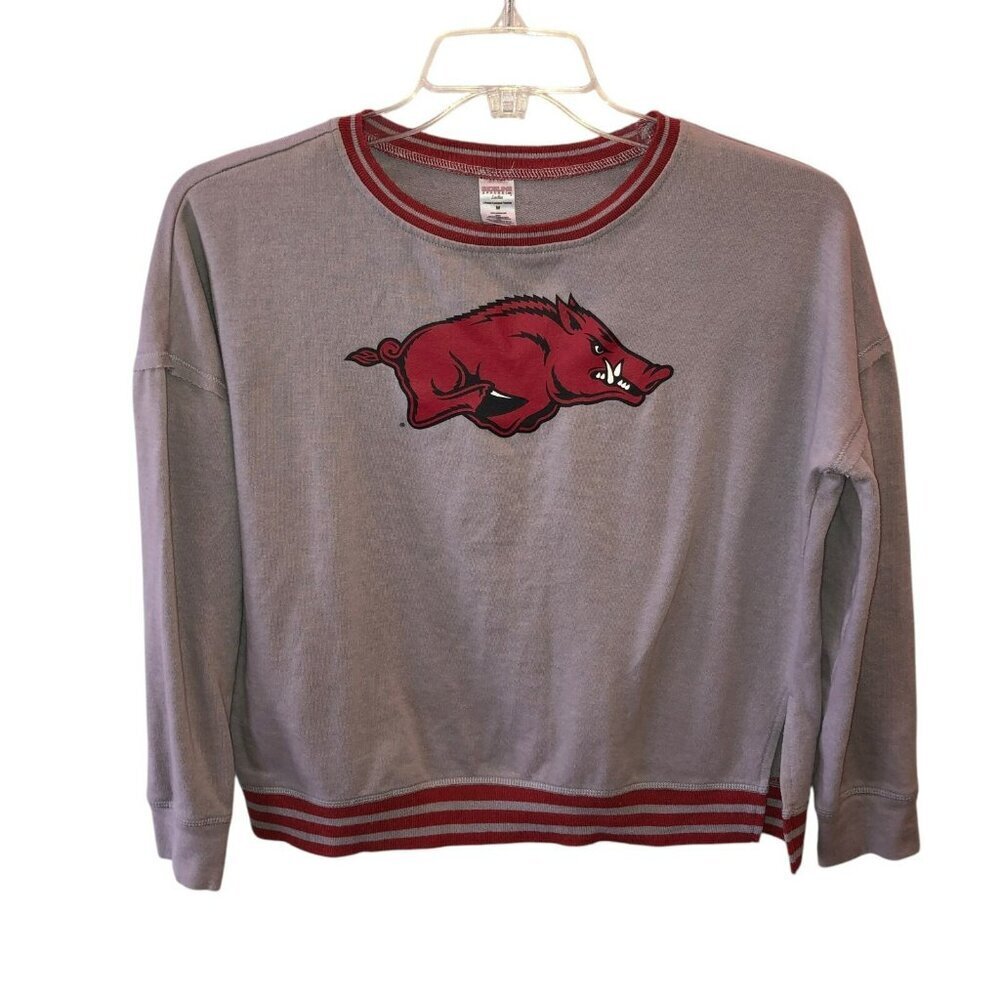 Arkansas Razorbacks Hogs Sideline Apparel Womens Medium Gray Sweatshirt Sz M